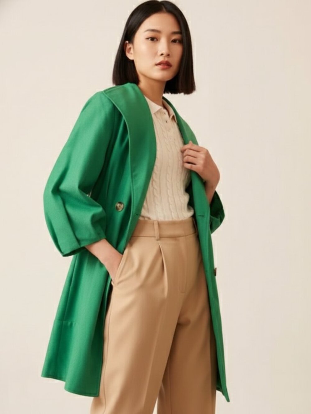 French Mauve Anthropologie Kelly Green Puff Sleeve Blazer Jacket Sz S Pleated